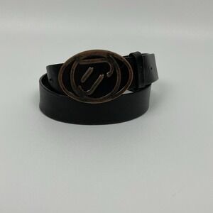 Ian Poulter Black Leather Belt Size 36 Mens Minimalist